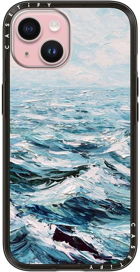 CASETiFY Compact iPhone 15 Case [Slim and Sleek/Compatible with Magsafe / 4 ft. 2X Military Grade Drop Protection] - Deep Blue Sea - Clear Black
