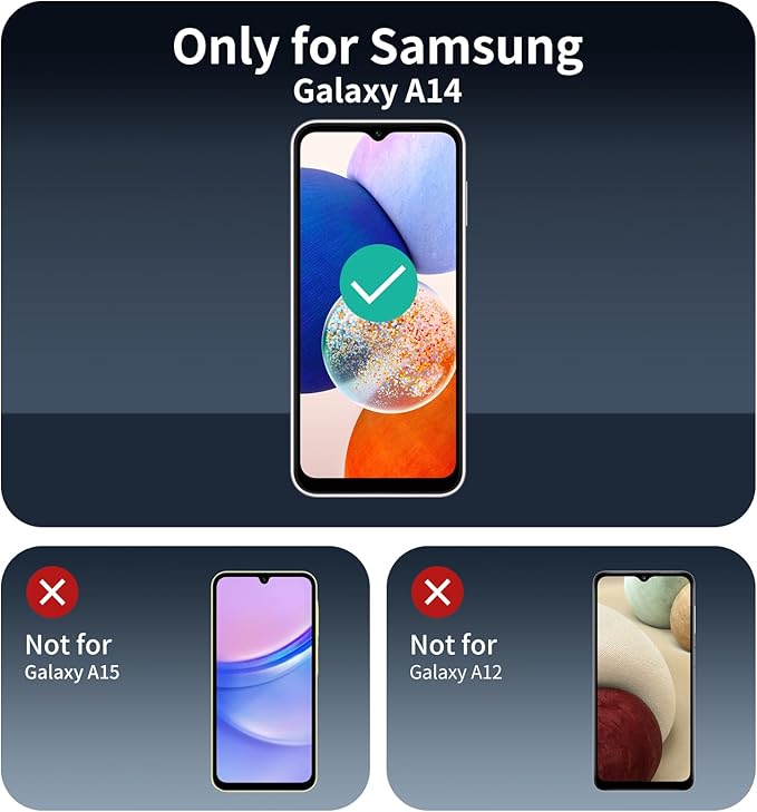 Privacy Screen Protector for Samsung Galaxy A14, Anti-Spy Tempered Glass Film Double Shatterproof, 9H Hardness Anti-Scratch Dark Private Protection, Impact Resistant Screen Guard - 3 Pack
