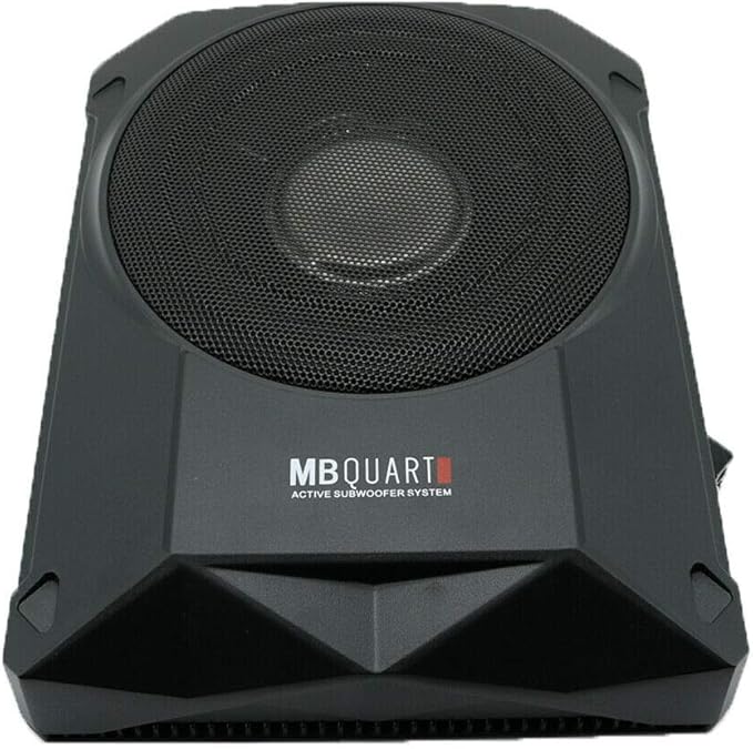 MB Quart RW-110A 800W Reference Series 10'' Slim Low Profile Compact Under-Seat 4-Ohm Active Powered Subwoofer Enclosure with Built in Amplifier for Car RV ATV - 3rd Gen, Black