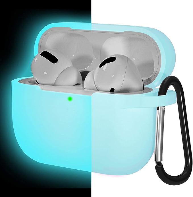 Lerobo Compatible with AirPods Pro Case Cover,Pretty Night Glow Silicone Case Cover Compatible with Apple AirPods Pro 2nd Gen with Keychain, Front LED Visible, Nightglow Blue
