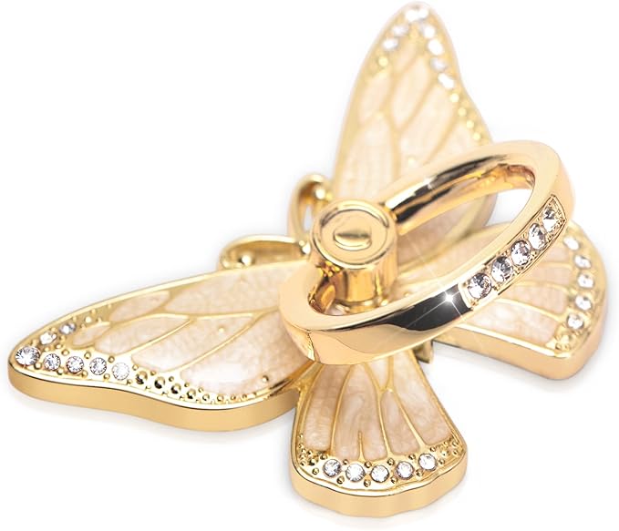 Butterfly Cell Phone Ring Grip Holder, 360 Degrees Rotation Phone Ring Grip Stand, Metal Finger Kickstand Compatible with iPhone, Samsung Galaxy, Android Phone
