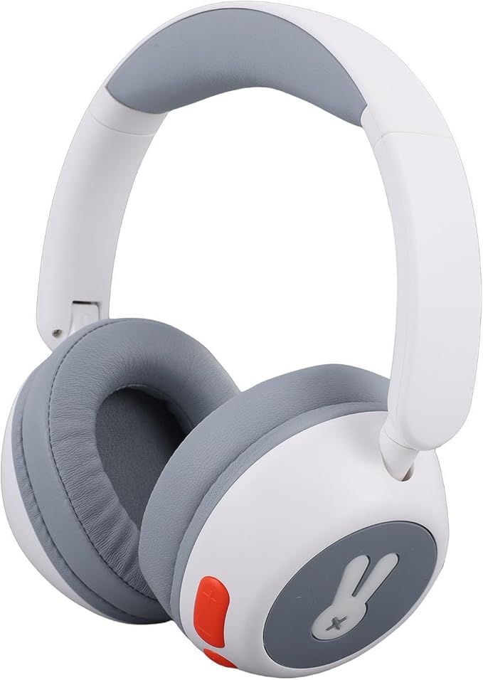 Kids Bluetooth Headphones, Wireless Headset with Volume Limit 85dB, 25H Playtime and LED Lights, Foldable Comfortable Design, Ideal for Children Teens Travel (White)