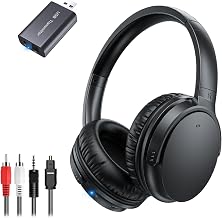 Wireless TV Headphones for Seniors, AptX Low Latency, One Button Design Over-Ear TV Headset with USB Transmitter (Optical/RCA/AUX/USB), Louder & Clearer for Hard of Hearing, 20H Playtime, Plug & Play - Image 1