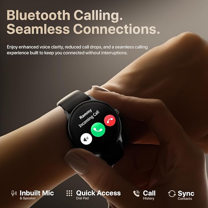Fire-Boltt Phoenix Pro 35.3mm (1.39 inch) Bluetooth Calling Smart Watch, AI Voice Assistant, Metal Body with 120+ Sports Modes, SpO2, Heart Rate Monitoring (Black).