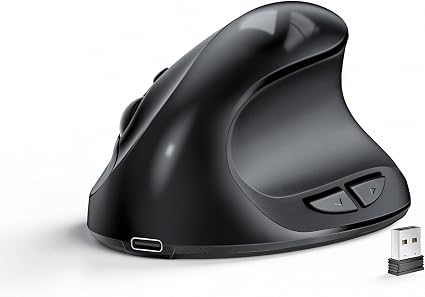 Lekvey Ergonomic Mouse, Rechargeable Wireless Mouse for Small Hands, Black