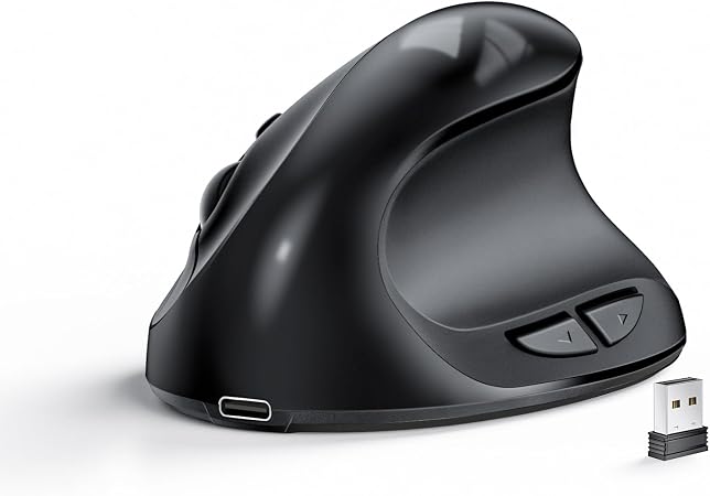 Lekvey Ergonomic Mouse, Rechargeable Wireless Mouse for Small Hands, Black