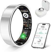 Smart Health Ring, Featuring Stress and Sleep Monitoring Functions, Compatible with iOS and Android,Waterproof Fitness Tracker for Women & Men, No Subscription Fee. (Silver, 9) - Image 1