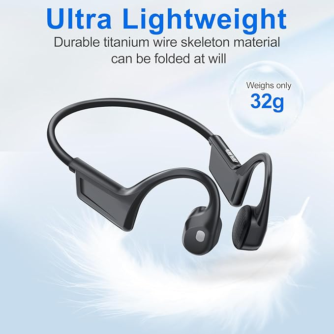 Bone Conduction Headphones, Bluetooth 6.0 Open Ear Headphones with HD Mic, 10Hrs Playtime Wireless Sports Earphones, IP67 Waterproof Headset for Running, Cycling, Hiking, Driving