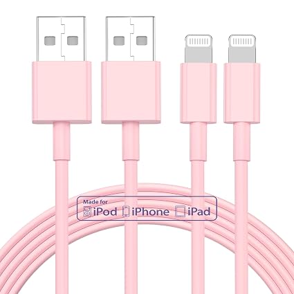 2pack 10ft iPhone Charger, [Apple MFi Certified] Long iPhone Charger Cord 10 ft, Apple Lightning to USB Cable, 10 Foot Fast Charging Cords for iPhone Charger 14/13/12/11/13 Pro/13 Max/X/XS/XR/XS,Pink - Image 4