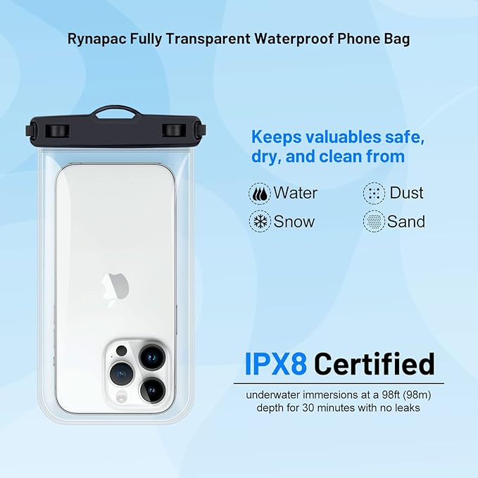 Waterproof Phone Pouch - 2 Pack, IPX8 Waterproof Phone Case with Lanyard for iPhone 17 16 15 Pro Max, Cell Phone Dry Bag for Beach Vacation Travel Cruise Essentials, Touch Screen, Up to 8.5"