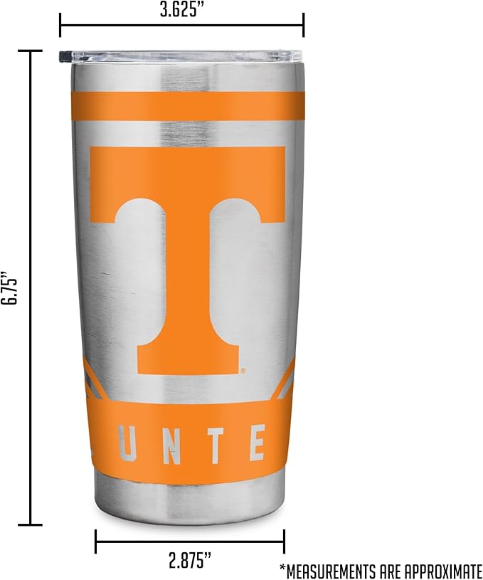Rico Industries NCAA 20oz Stainless Steel Tumbler with Lid - Great For Coffee, Tea, Water or Cocktails
