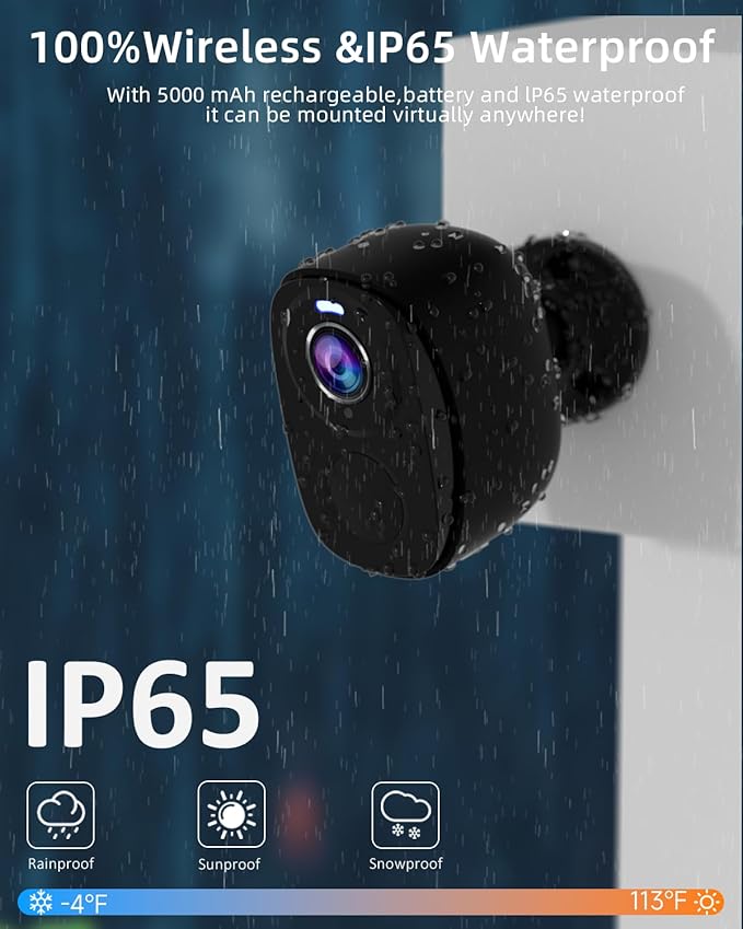 ELECCTV 5G/2.4G WiFi Security Cameras Wireless Outdoor, 2K 5G Security Camera with AI Motion Detection, Color Night Vision, Siren, IP65, 2-Way-Audio, Support Alexa&Google Assistant, Cloud/SD (1)
