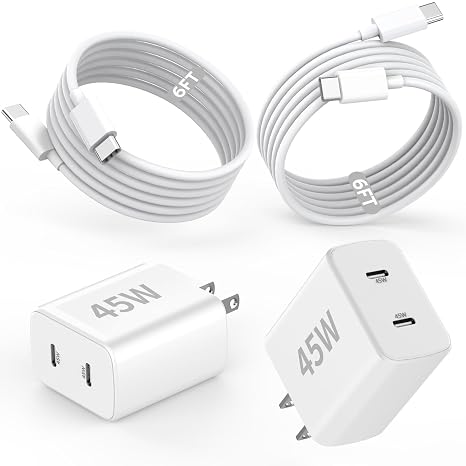 iPhone Charger Fast Charging,[Apple MFi Certified] 45W Dual Quick Apple Charger 2Pack 6FT Type C Block USB C to C Cable for iPhone 17E/17 ProMax/Air/17 Pro/16 Pro Max/16Pro/16E/15 ProMax/Plus,iPad Pro