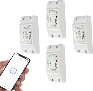 10A Wireless Smart Switch, Wi-Fi Light Switch Compatible with Alexa & Google Home & SmartThings, FCC Certified, No Hub Required Support DIY Module(4 Pack)