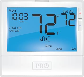 PRO1 T805 Single Stage Programmable Wall Thermostat for 1 Heat/1 Cool Conventional Systems, Conventional Digital Thermostat for Home