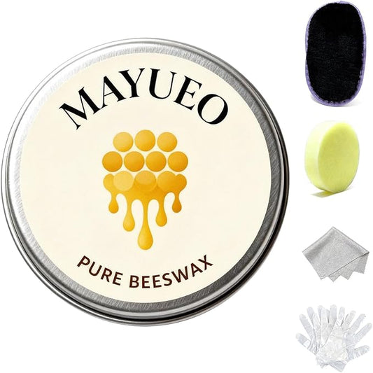 100ml-Beeswax Furniture Polish,Wood/Leather Conditioner + Polishing Tools– Natural Wood Polish with Sweet Orange Oil – Non-Toxic, Chemical-Free, Safe for Kids & Pets