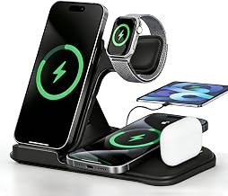 5 in 1 Wireless Charging Station for Multiple Devices, Premium Fast Charging Stand for Apple Samsung Android, Dual Phone Dock with USB Port for Desk Nightstand - Image 1