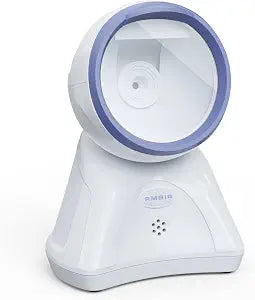 Ambir DB100 Hands Free Plug & Play Omni-Directional Desktop USB 1D, 2D and QR Barcode Scanner - White/Blue