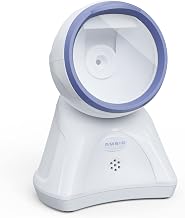 Ambir DB100 Hands Free Plug & Play Omni-Directional Desktop USB 1D, 2D and QR Barcode Scanner - White/Blue - Image 1