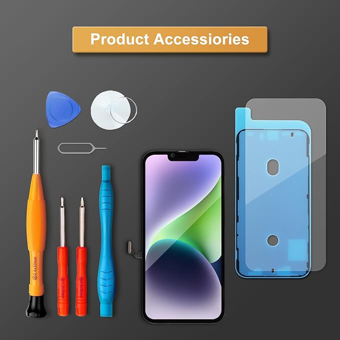 LL TRADER Screen Replacement for iPhone 14 6.1" LCD Retina FHD Display COF Touch Screen Digitizer with Repair Tool Kits, Waterproof Tape, Screen Protector (Truetone programable) New 2025 USA
