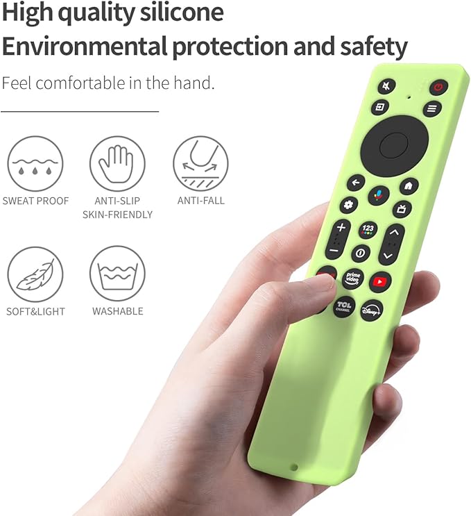 Silicone Cover for TCL RC813A Remote 2025 QM6K Series Remote Silicone Protective Skin Case Anti-Slip Cover with Lanyard(Luminous Green)