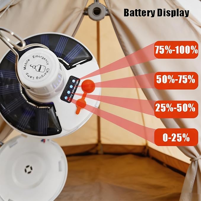 4000 mah Folding Solar Camping Lights with Remote Control , Hanging Tent Lights , USB Battery Rechargeable Portable Lantern Home Light Indoor Outdoor Waterproof Emergency Power Outage 1 Pack