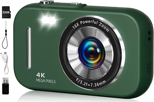 Digital Camera,4K 48MP Portable Camera with Anti Shake, 16X Zoom, Digital Camera for Teens with Beauty, 32GB Card, 21 Filters, Best for Kid Children Teen Student Girl Boy - Image 6