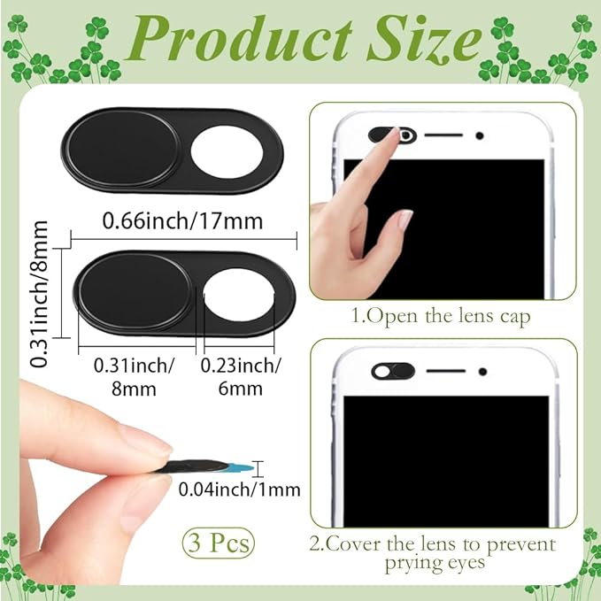 3Pcs Webcam Cover Slide Black 0.04 Inch Ultra Thin Laptop Camera Cover Metal for Mini PC Phone Laptop Desktop Tablet Aluminum Durable Phone Privacy Protectors for Home Office Travel Use