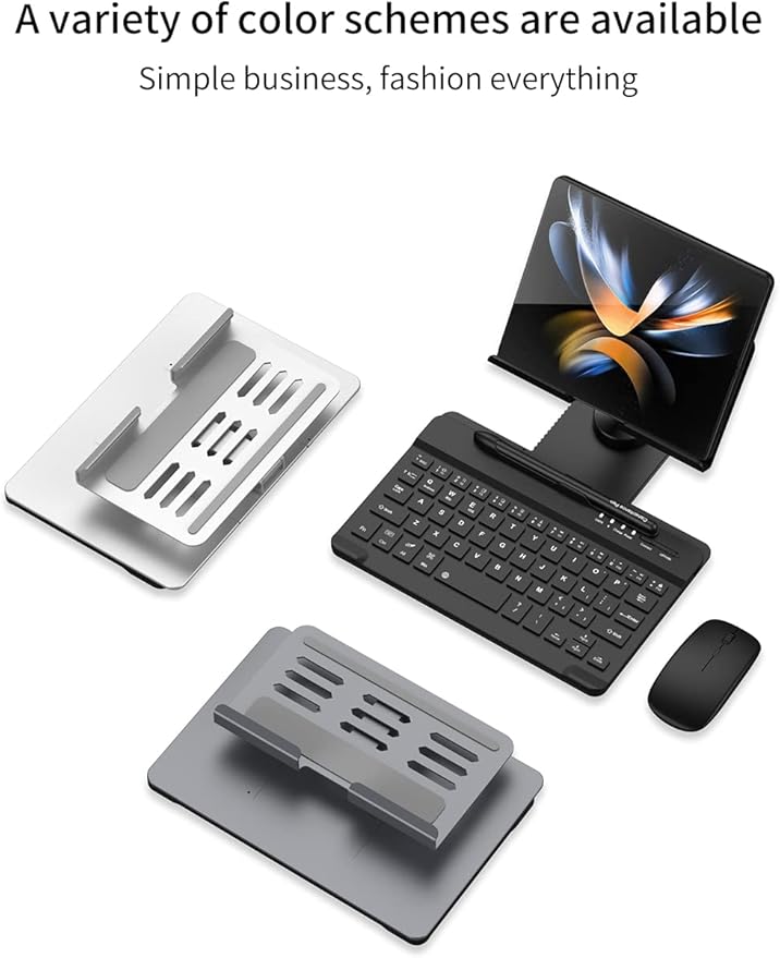 SHIEID Galaxy Z Fold 7 360° Rotating POS Tablet Stand, Zip Pull-Out, Integrated Folding Design Set with Folding Bracket, Keyboard, Mouse, Capacitor Pen?“Compatible with Galaxy Z Fold7//6/5/4/3, Grey