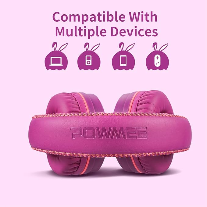 M1 Kids Headphones Wired Headphone for Kids,Foldable Adjustable Stereo Tangle-Free,3.5MM Jack Wire Cord On-Ear Headphone for Children (Purple)