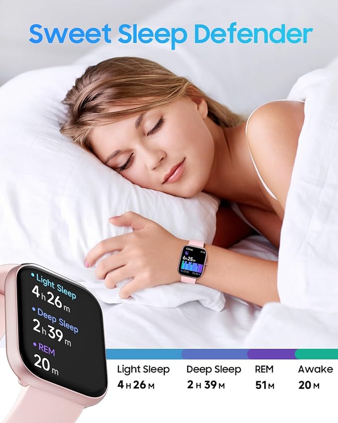 TOOBUR Smart Watch for Women, Answer/Make Calls, 1.91" HD Screen Fitness Watch with Alexa, 100 Sports, Heart Rate and Sleep Tracking, IP68 Waterproof, Smartwatch Compatible Android iOS, Light Pink