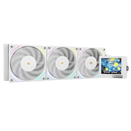 Thermalright Mjolnir Vision 360 ARGB White AIO CPU Liquid Cooler,IPS LCD Screen with 320 * 240 Resolution,for AM4/AM5 and LGA1700/1851,’3.5 inch’Magnet-Absorbent LCD Screen for Images