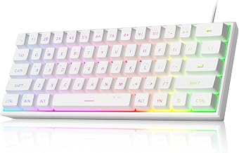 MageGee Mini 60% Gaming Keyboard, Upgrade RGB Backlit 61 Key Ultra-Compact Keyboard, TS91 Ergonomic Waterproof Mechanical Feeling Office Computer Keyboard for PC, MAC, PS4, Xbox ONE Gamer(White) - Image 1