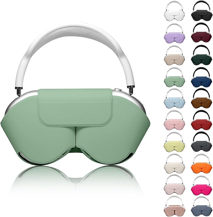 for Apple Airpods Max Case,Headphones Protective Case for AirPod Max Supports Sleep Mode, Anti-Scratch and Anti-Dust,Airpod Pro Max by PU Leather,Grass Green 2