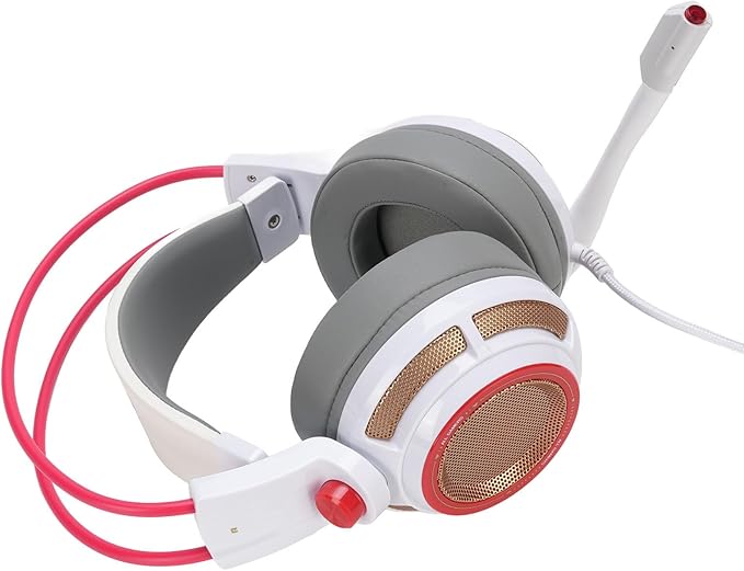 USB Gaming Headset, 7.1 Surround Sound Multi Channel Computer Headphones with Microphone, Mic, Adaptive Double Headband, LED Light Headphone for Gaming, Laptop, Call Center