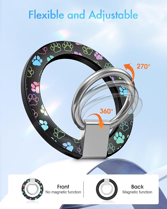 Toycamp Phone Grip Ring Holder Compatible with MagSafe - Magnetic Phone Grip Stand Women Cute Painting Removable Rotatable Magnet Accessories for iPhone 17 Pro Max/16/15/14/13/12 Series, Footprints