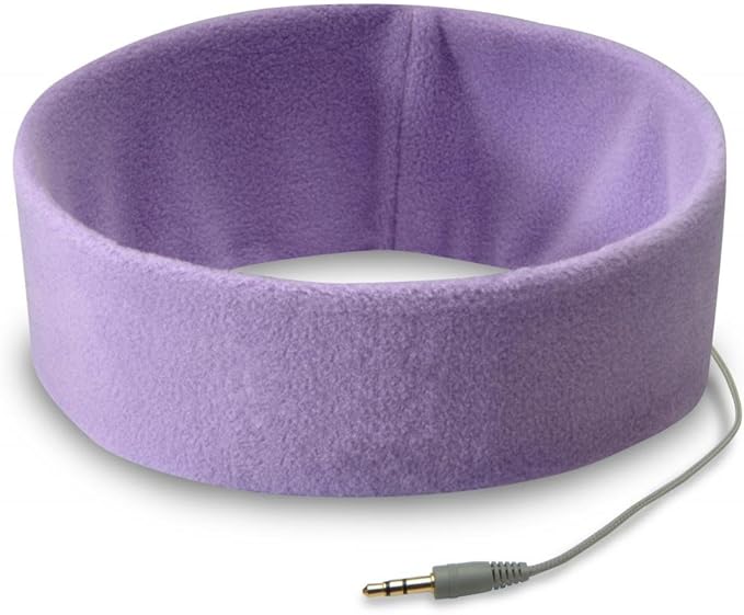 AcousticSheep SleepPhones Classic | Corded Headphones for Sleep, Travel, and More | The Original and Most Comfortable Headphones for Sleeping | Quiet Lavender - Fleece Fabric (Size S)