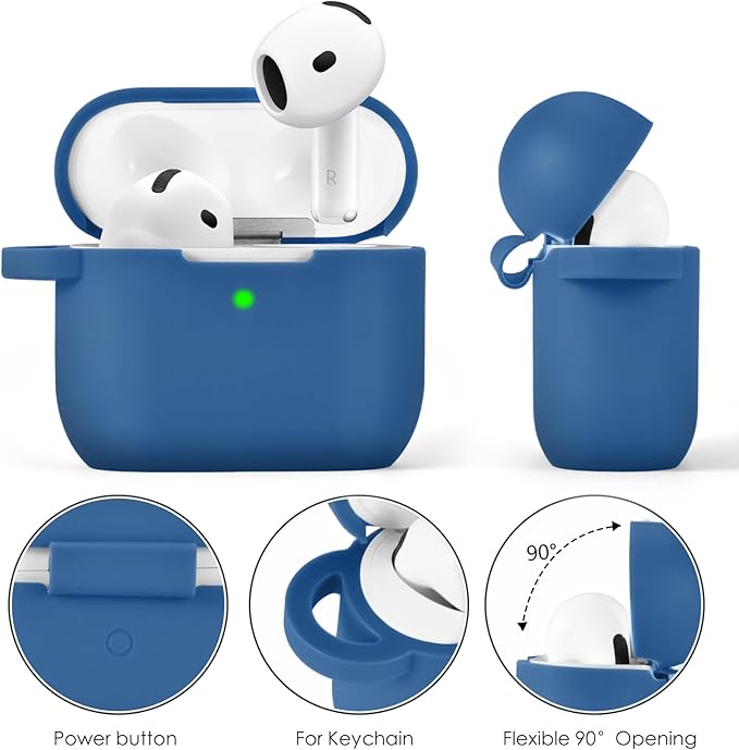 Case Compatible for Apple Airpods 4 - VISOOM Airpods 4 Cases 2024 Cover Women Cute Silicone iPods 4 Earbuds Wireless Accessories Charging Cases Girl Bling Keychain for Airpod iPods 4th Generation