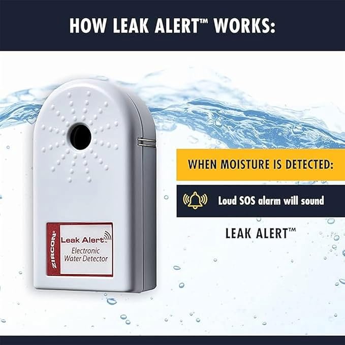 Zircon Leak Alert 3-Pack Water Detector Alarm – 90 dB Battery-Powered Leak & Flood Sensor for Basement, Kitchen, Bathroom, Utility Room – Early Water Detection & Damage Prevention