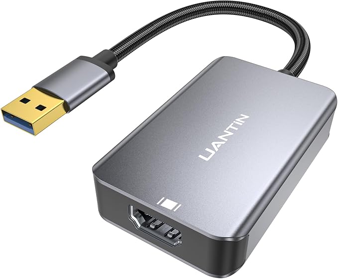USB to HDMI Adapter 1080p@60Hz (Aluminum & Braided Nylon Cable) USB-A 3.0 Male to HDMI Female Converter for Windows 7/8/10/11 and MacOS for Multiple Monitor- Driver Required Only One
