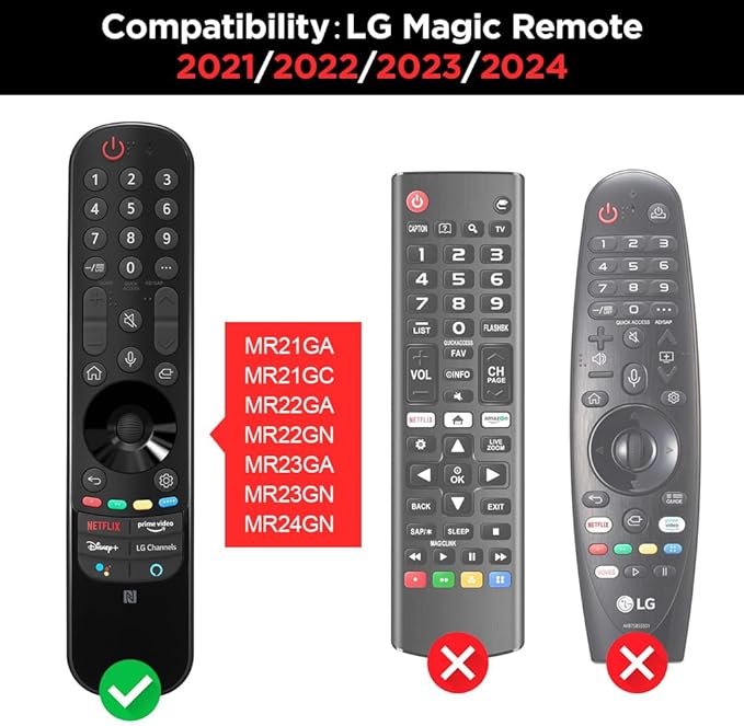 2 Pack Silicone Protective Case for LG MR21GA MR22GA MR23GA MR24GN Remote Control [Anti-Slip] Shockproof Protector Cover for LG Magic Remote 2021-2024 Case Sleeve Holder Skin-Glow Blue, Glow Green