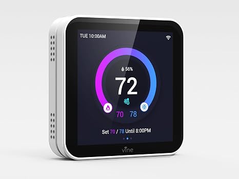 Vine Smart Thermostat - WiFi Programmable Thermostat for House - Compatible with Alexa and Google Assistant, 4.0" Touch Screen Christmas Valentine's Day Optional Wallpaper, C-Wire Required