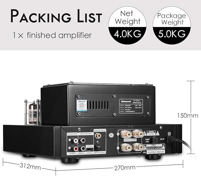 Nobsound MS-10D MKIII HiFi Bluetooth Hybrid Tube Power Amplifier Stereo Subwoofer Amp USB/Opt/Coax