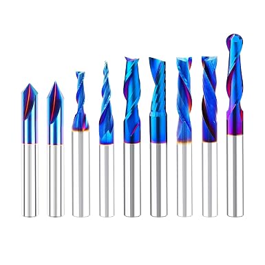 9PCS Carbide CNC Router Bits Set 1/4 Inch Shank