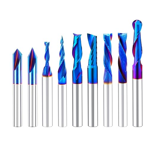 9PCS Carbide CNC Router Bits Set 1/4 Inch Shank