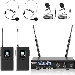 Gimkuls Dual-Channel UHF Wireless Lavalier Microphone System for Church - Image 1