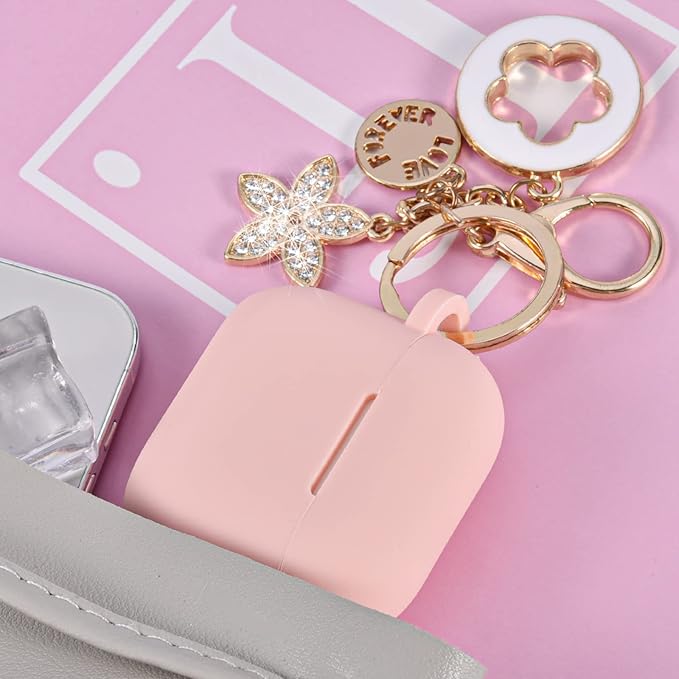 VISOOM Case for Airpods 3 Pink Airpods 3rd Cases 2021 Silicone for iPod 3 Earbuds Case Cover Women Wireless Charging Case with Accessories Girl Bling Keychain for Apple Ear Buds 3rd Generation