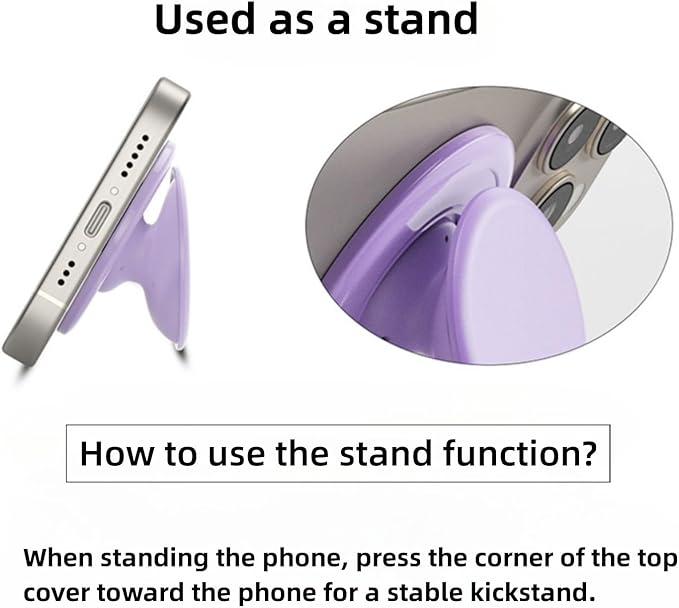 for Magsafe Phone Grip, Magnetic Phone Grip Holder, Magnetic Collapsible Expandible Mobile Phone Grips Stand Holder for iPhone 17 16 15 14 13 12 Series, Purple