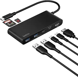 Belkin USB-C Hub 7-Port 4K HDMI SD MicroSD 100W PD for Neo MacBook & More