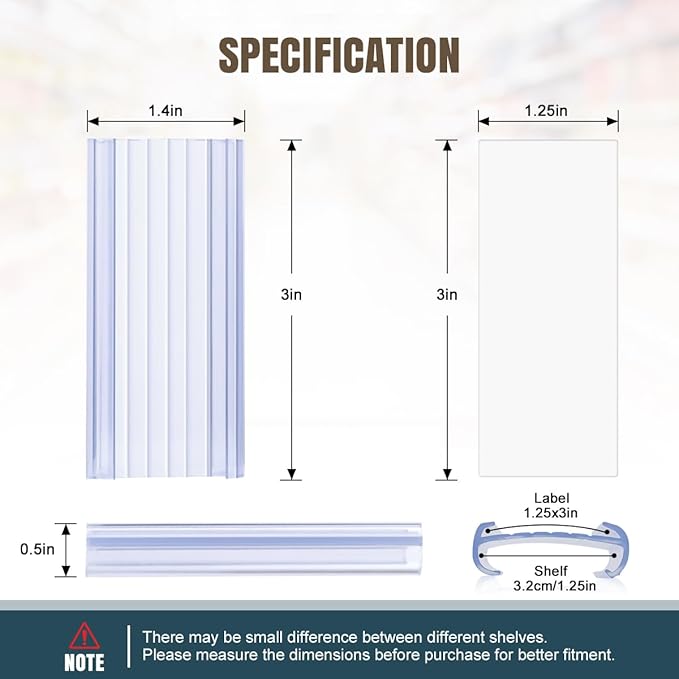 Lenink 30Pcs Wire Shelf Label Holders,Plastic Wire Rack Label Holder,Compatible with Metro 1-1/4in Shelves,Label Area 3in Lx1.25in H (Label Paper Insert Included)